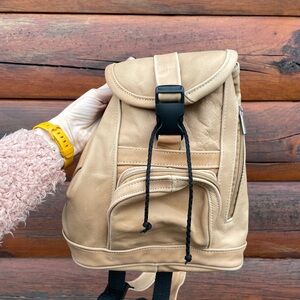 Handmade Bohemian Festival Style Tan Authentic Leather Mini Backpack